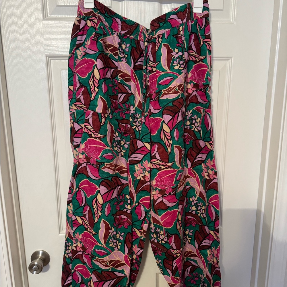 Floral Women's Pants - Pink and Green